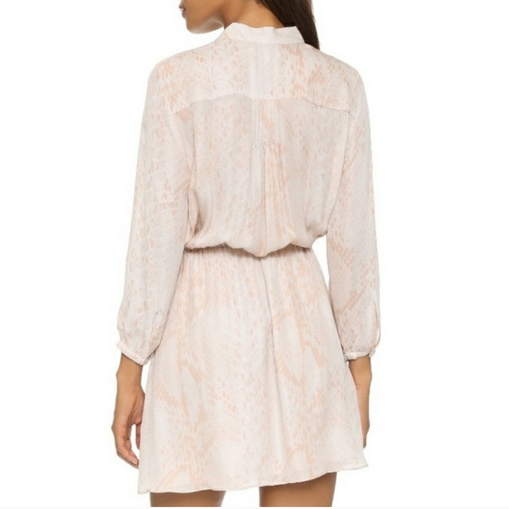 PARKER Silk Long Sleeve Dress • Blush Pink Cream Snake Print • Pussybow • Medium - Picture 4 of 16